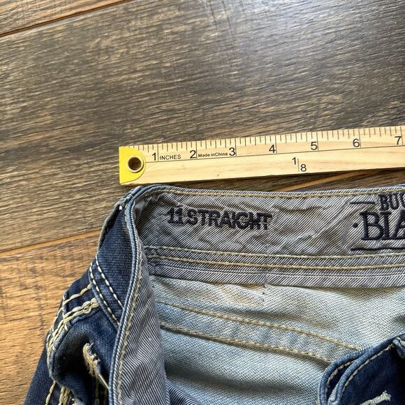 Buckle Black 11 Straight Jeans 32x32 Medium Wash Distressed Flap Pockets - Picture 4 of 13